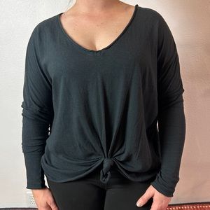 Out from Under Urban Outfitters Black V Neck knotted Top Needles Size Small S